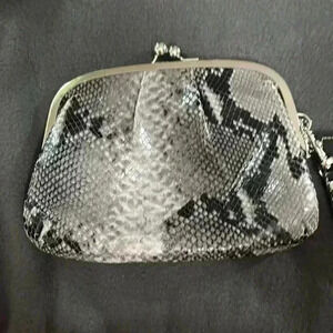 Coach gray/black snakeskin clutch
